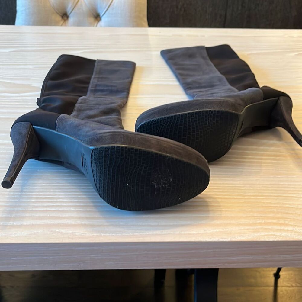 Stuart Weitzman Skyline Platform Boots Black Sued… - image 8